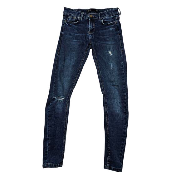 Zara Jeans Size 2 Trafaluc Denimwear Womens Skinny Distressed Puckered - Picture 1 of 12
